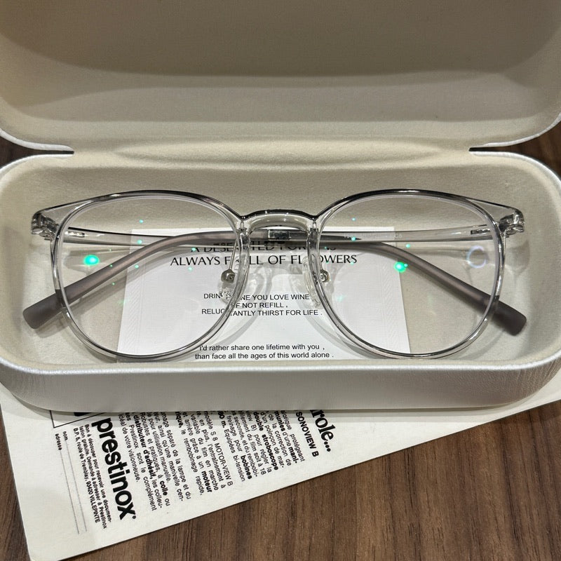 Wide Square Eyeglass Frames with Rounded Corners, Translucent and Soli - Transparent Gray