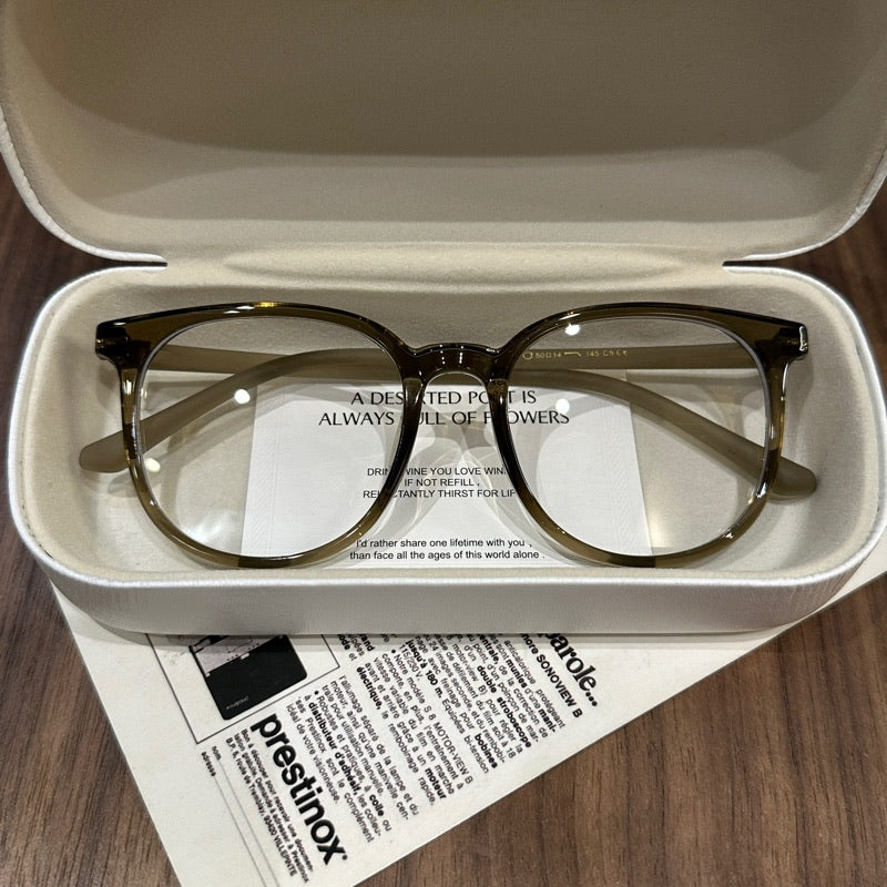 Square Eyeglass Frames with Soft Corners, Olive Green side view