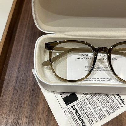 Square Eyeglass Frames with Soft Corners, Olive Green front view