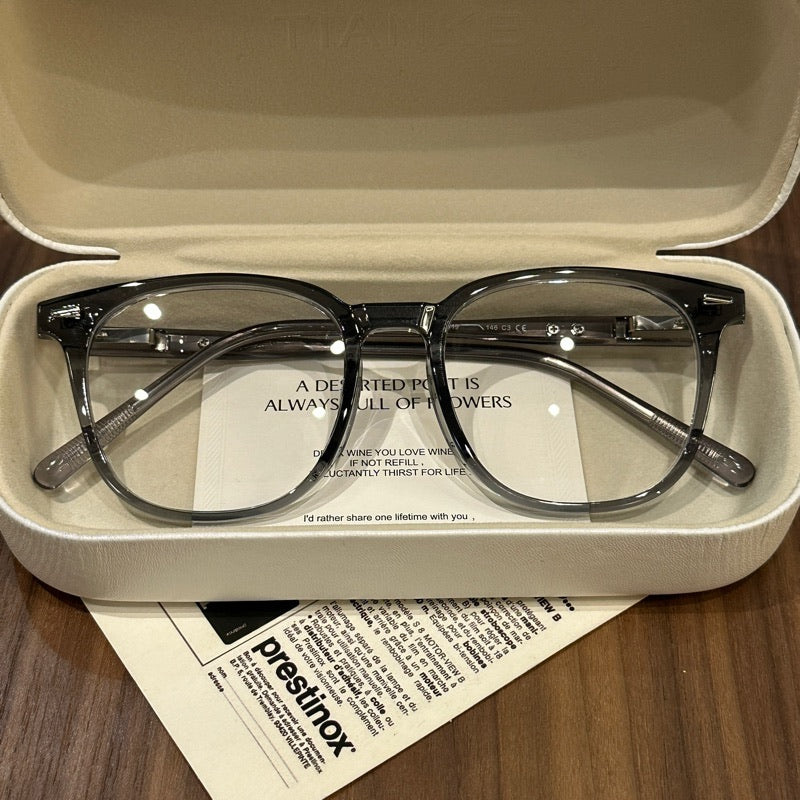 Oversized Rounded Eyeglass Frames with a Smooth Brow, Brown, Gray, Black or Olive Green