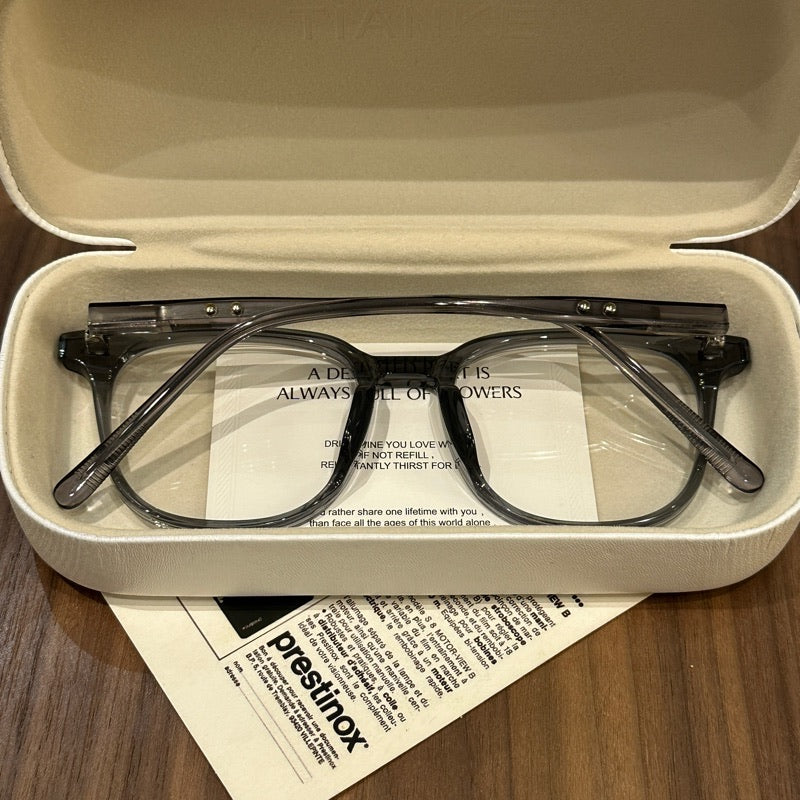 Oversized Rounded Eyeglass Frames with a Smooth Brow, Brown, Gray, Black or Olive Green