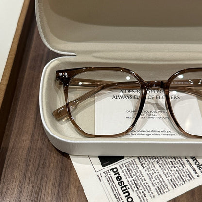 Oversized Rounded Square Eyeglass Frames, Ice Blue Gray, Gradient Blac front view