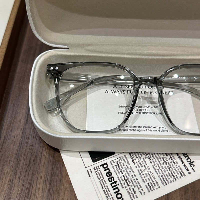 Oversized Rounded Square Eyeglass Frames, Ice Blue Gray, Gradient Blac frame detail