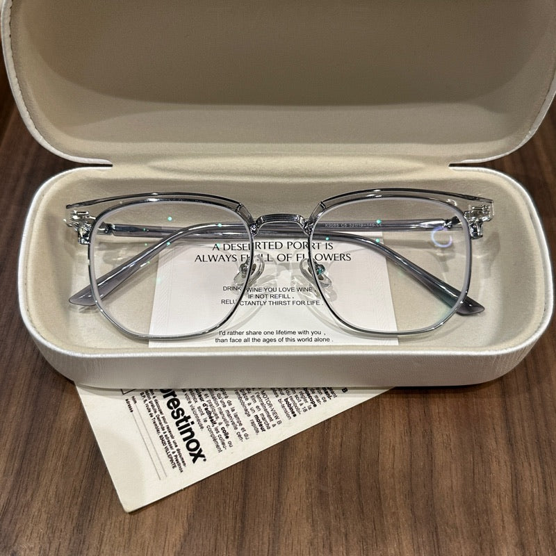 Browline Eyeglass Frames with Slim Lower Rims, Black or Coconut Green - Coconut Green Gray
