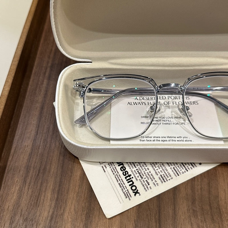 Browline Eyeglass Frames with Slim Lower Rims, Black or Coconut Green Gray