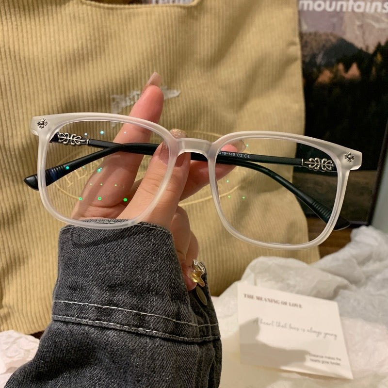 Square Eyeglass Frames with Soft Corners and a Matte Finish, White