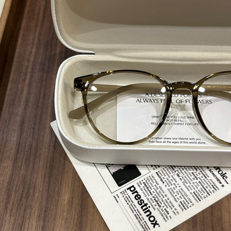 Broad Square Eyeglass Frames with Softly Rounded Rims, Four Colors lens detail