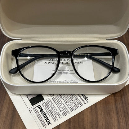 Broad Square Eyeglass Frames with Softly Rounded Rims, Four Colors temple detail