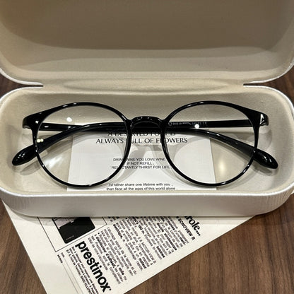 Rounded Square Eyeglass Frames with Slim Temples, Cool Tea Brown, Blac front view
