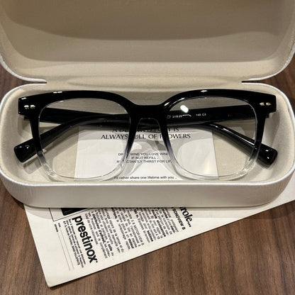 Oversized Square Eyeglass Frames with Thick Rims, Matte, Glossy or Gra temple detail