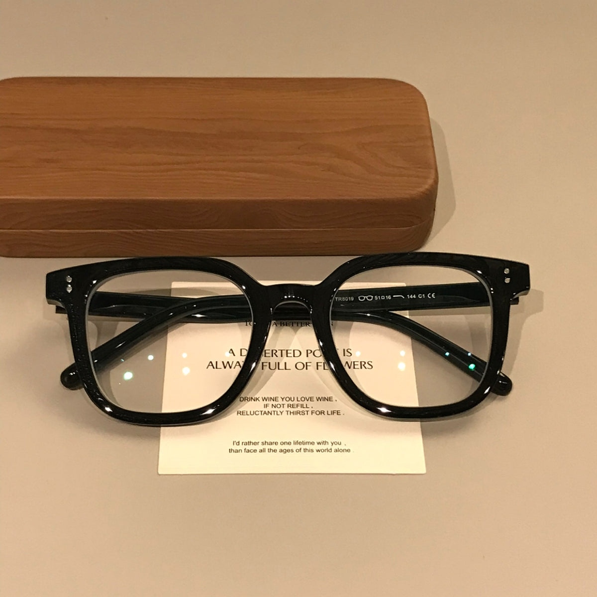 Oversized Square Eyeglass Frames with Thick Rims, Matte, Glossy or Gra - Glossy Black