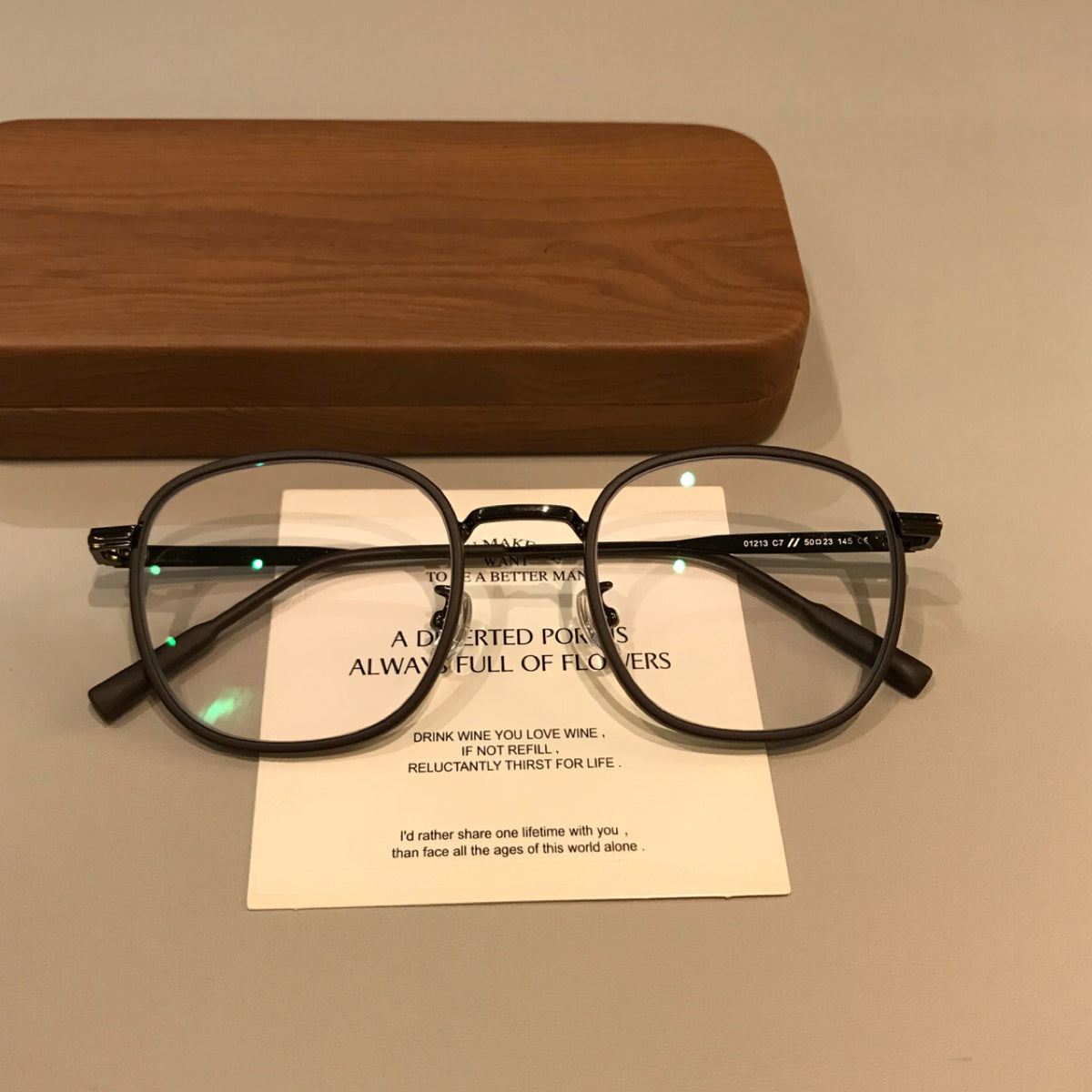 Round Eyeglass Frames with a Matte Finish and Slim Temples, Mocha Brown
