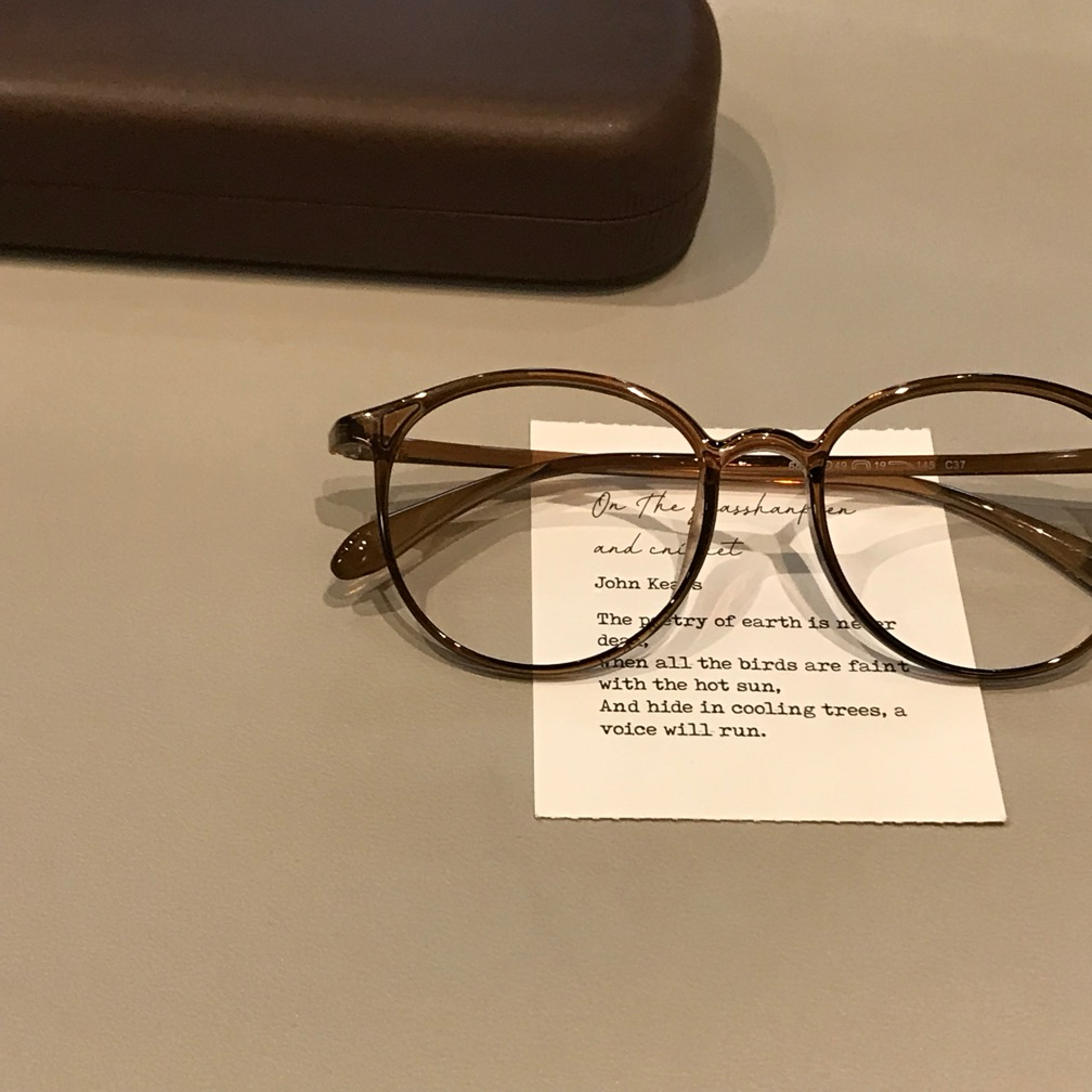 Rounded Square Eyeglass Frames with Slim Temples, Cool Tea Brown or Ma side view