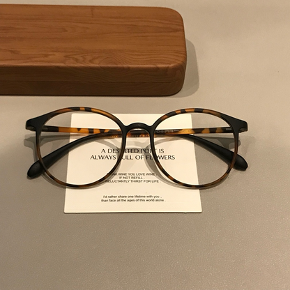 Rounded Square Eyeglass Frames with Slim Temples, Cool Tea Brown or Ma frame detail