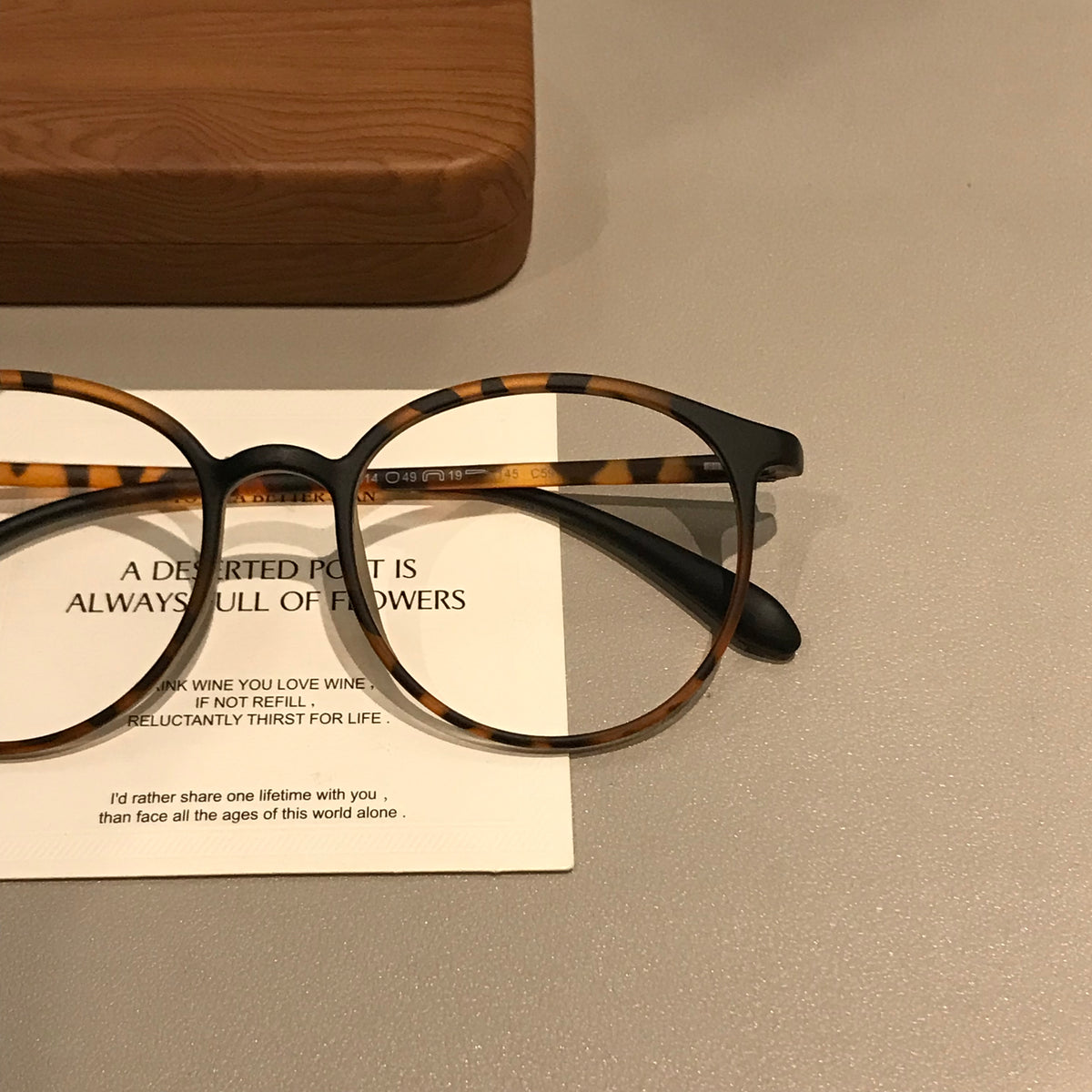 Rounded Square Eyeglass Frames with Slim Temples, Cool Tea Brown or Ma lens detail
