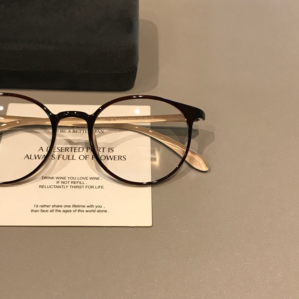 Compact Oval Eyeglass Frames with a Smooth Finish, Cream Brown