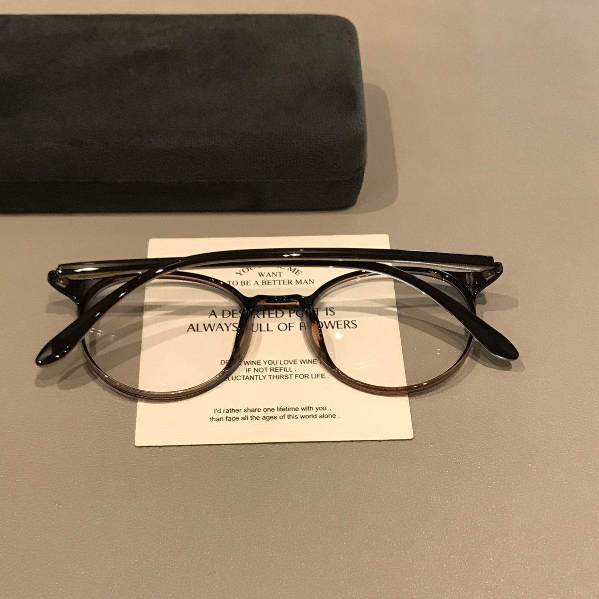 Compact Oval Eyeglass Frames with a Smooth Finish, Cream Brown frame detail