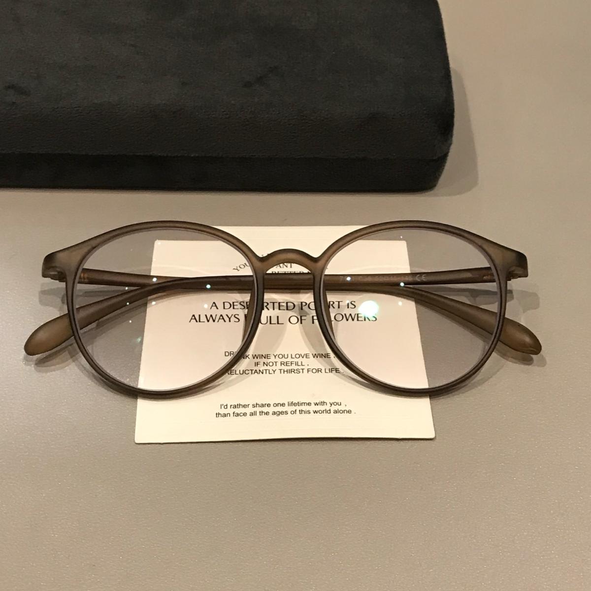 Oversized Rounded Eyeglass Frames with a Matte Finish, Tea Brown side view