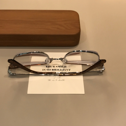 Men's Browline Eyeglass Frames with a Rectangular Front, Black/Silver additional product view