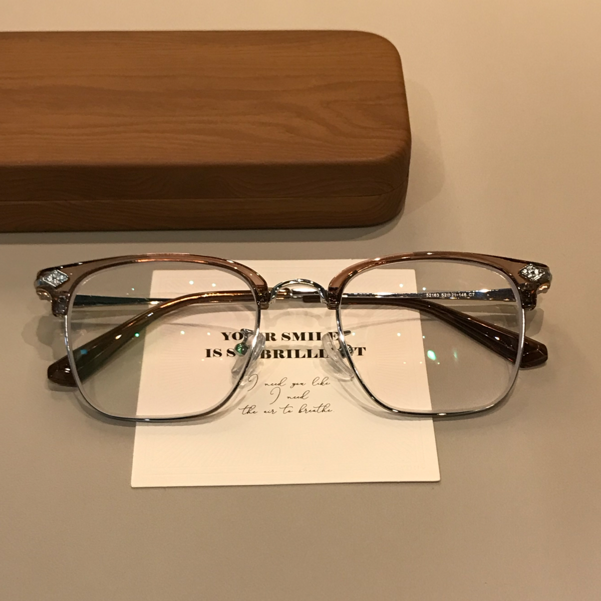 Men's Browline Eyeglass Frames with a Rectangular Front, Black/Silver - Cool Tea Brown
