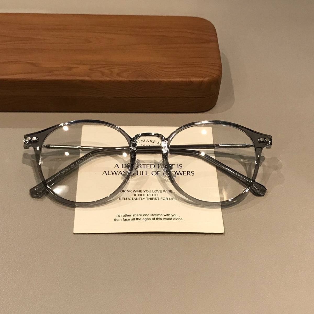 Rounded Geometric Eyeglass Frames with Translucent Rims, Ice Gray - Transparent Ice Gray