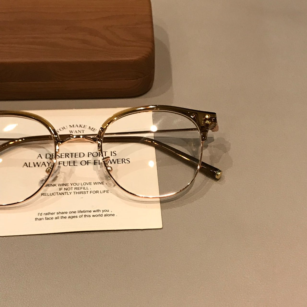 Retro Browline Eyeglass Frames with a Curved Front, Tea Brown/Gold or Transparent Gray