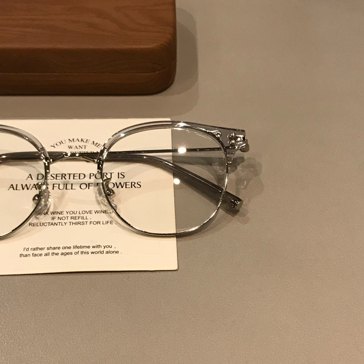 Retro Browline Eyeglass Frames with a Curved Front, Tea Brown/Gold or temple detail