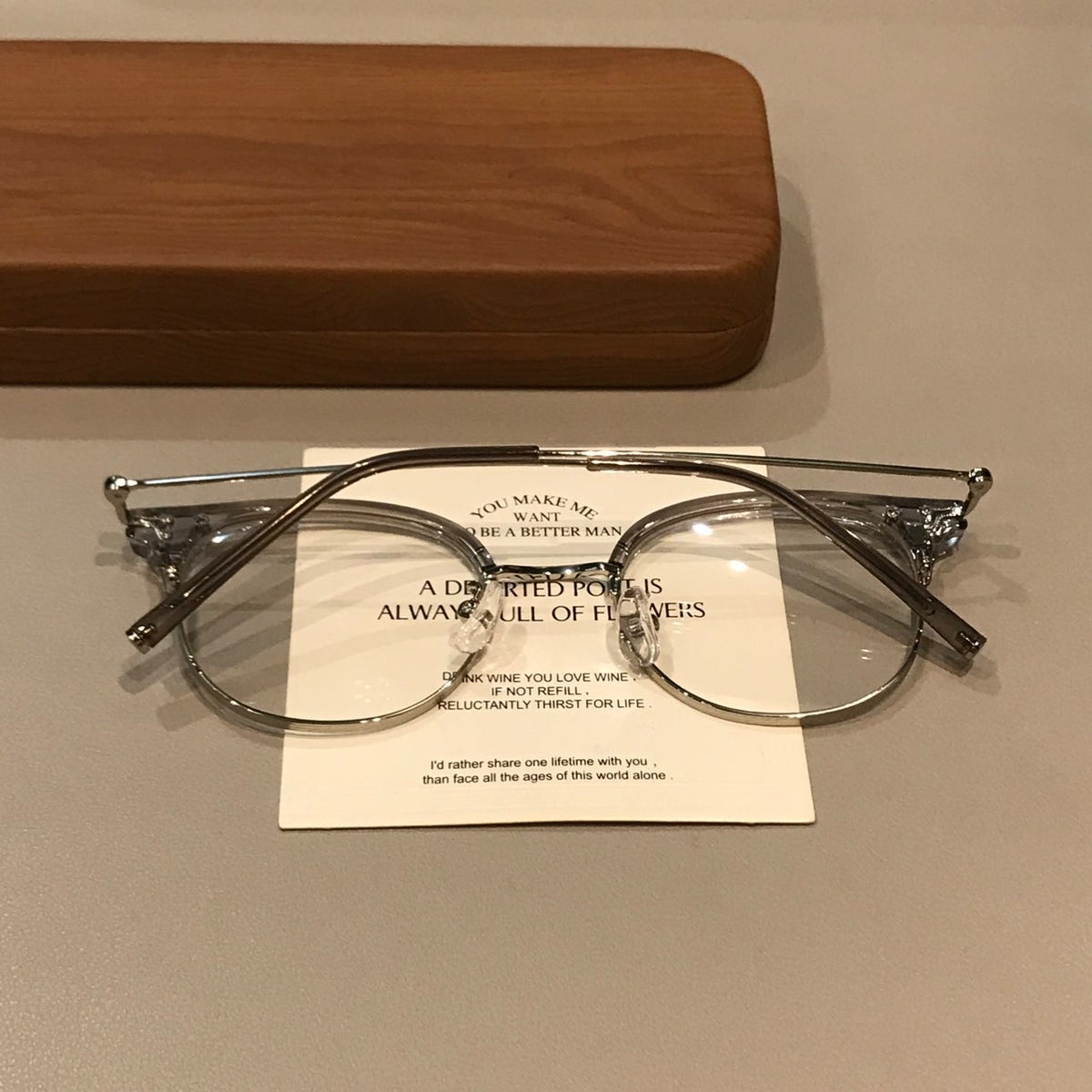 Retro Browline Eyeglass Frames with a Curved Front, Tea Brown/Gold or additional product view