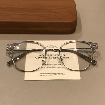 Retro Browline Eyeglass Frames with a Curved Front, Tea Brown/Gold or additional product view