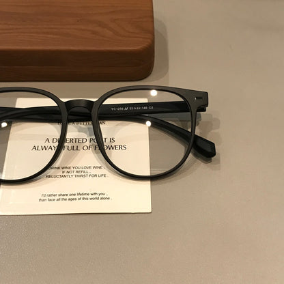 Oversized Square Eyeglass Frames with a Broad Brow, Matte Black front view