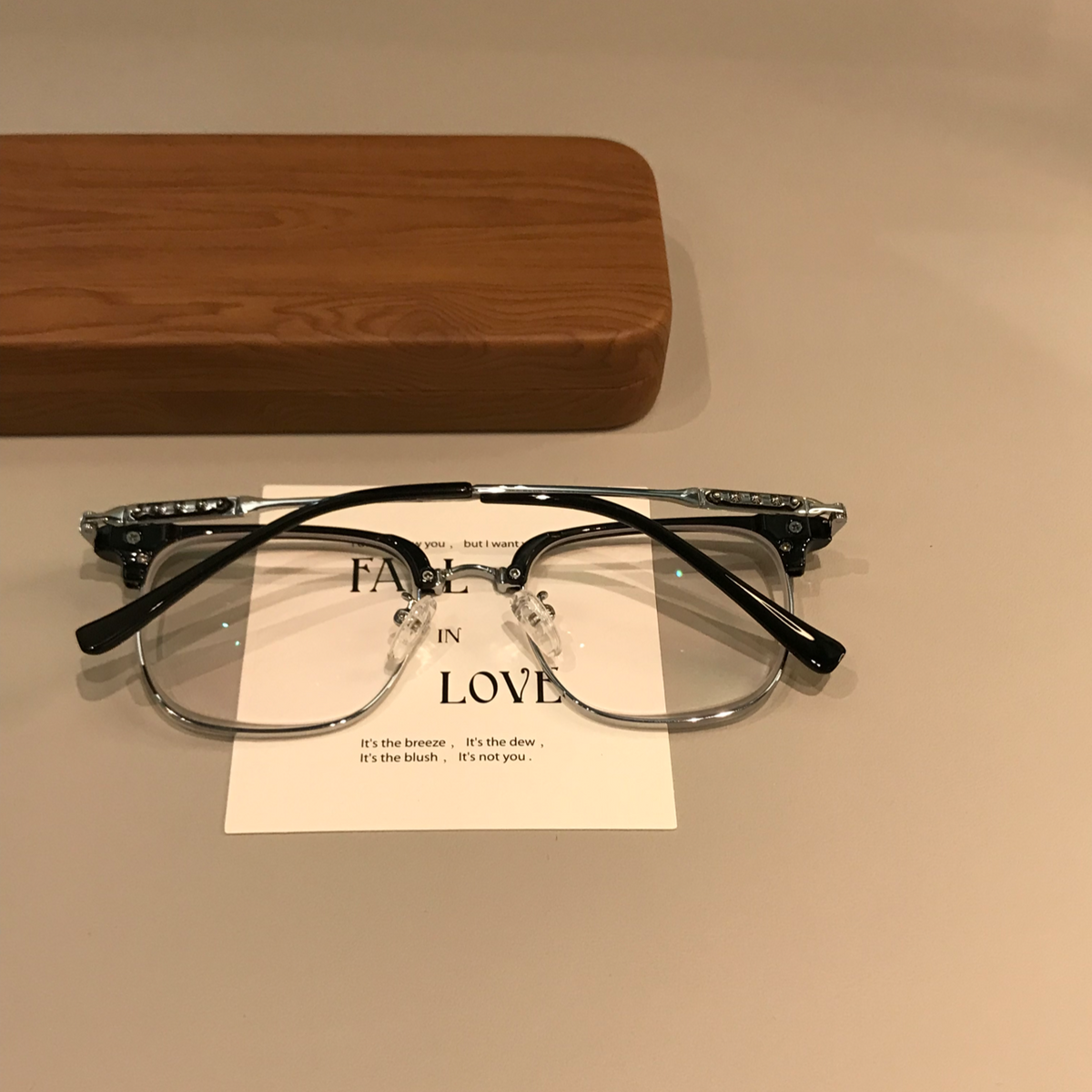 Men's Browline Eyeglass Frames with Contrast Lower Rims, Black/Gold or Black/Silver