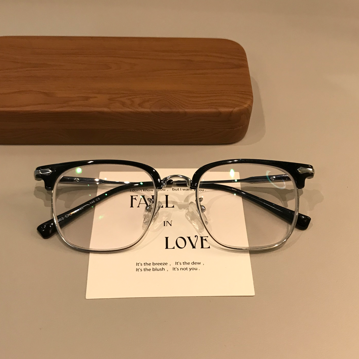 Men's Browline Eyeglass Frames with Contrast Lower Rims, Black/Gold or - Black/Silver