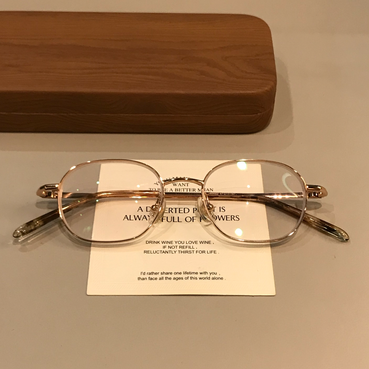 Rounded Rectangular Wire-Style Eyeglass Frames, Gold Tone - Gold