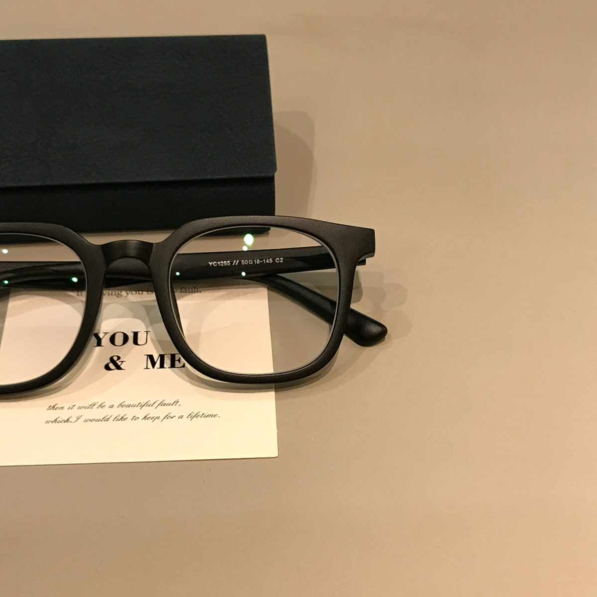Men's Oversized Square Eyeglass Frames with Thick Matte Rims, Black front view