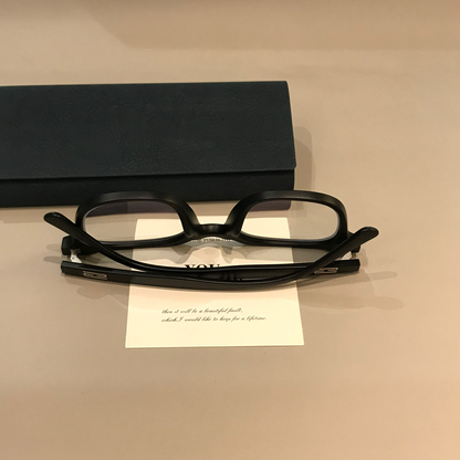 Men's Oversized Square Eyeglass Frames with Thick Matte Rims, Black frame detail
