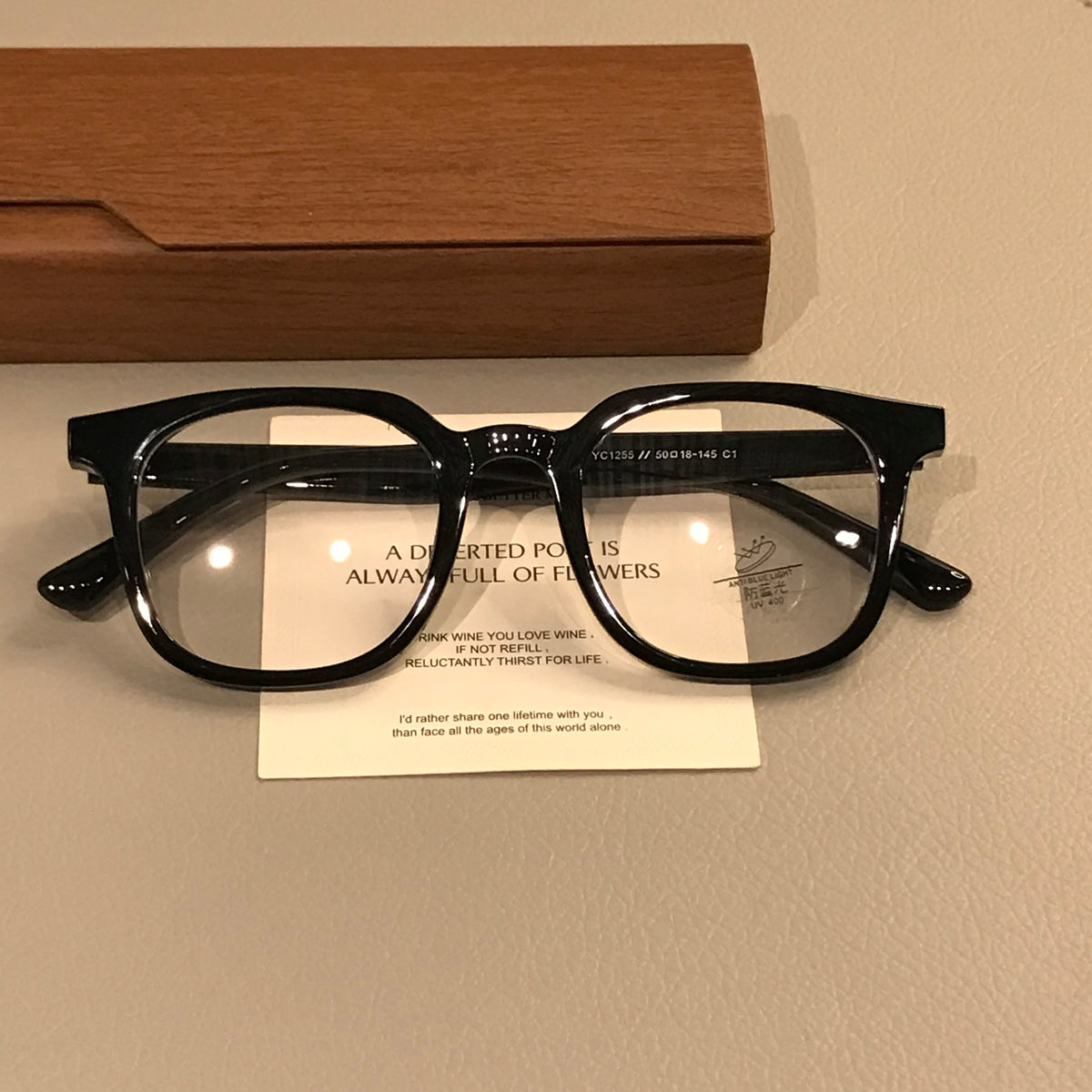 Men's Oversized Square Eyeglass Frames with Thick Matte Rims, Black