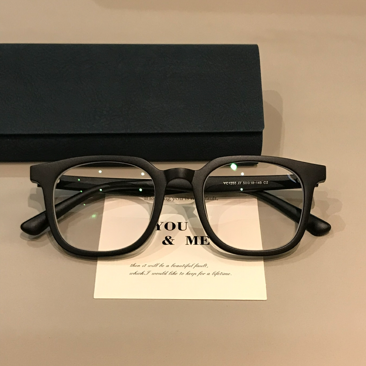 Men's Oversized Square Eyeglass Frames with Thick Matte Rims, Black - Matte Black