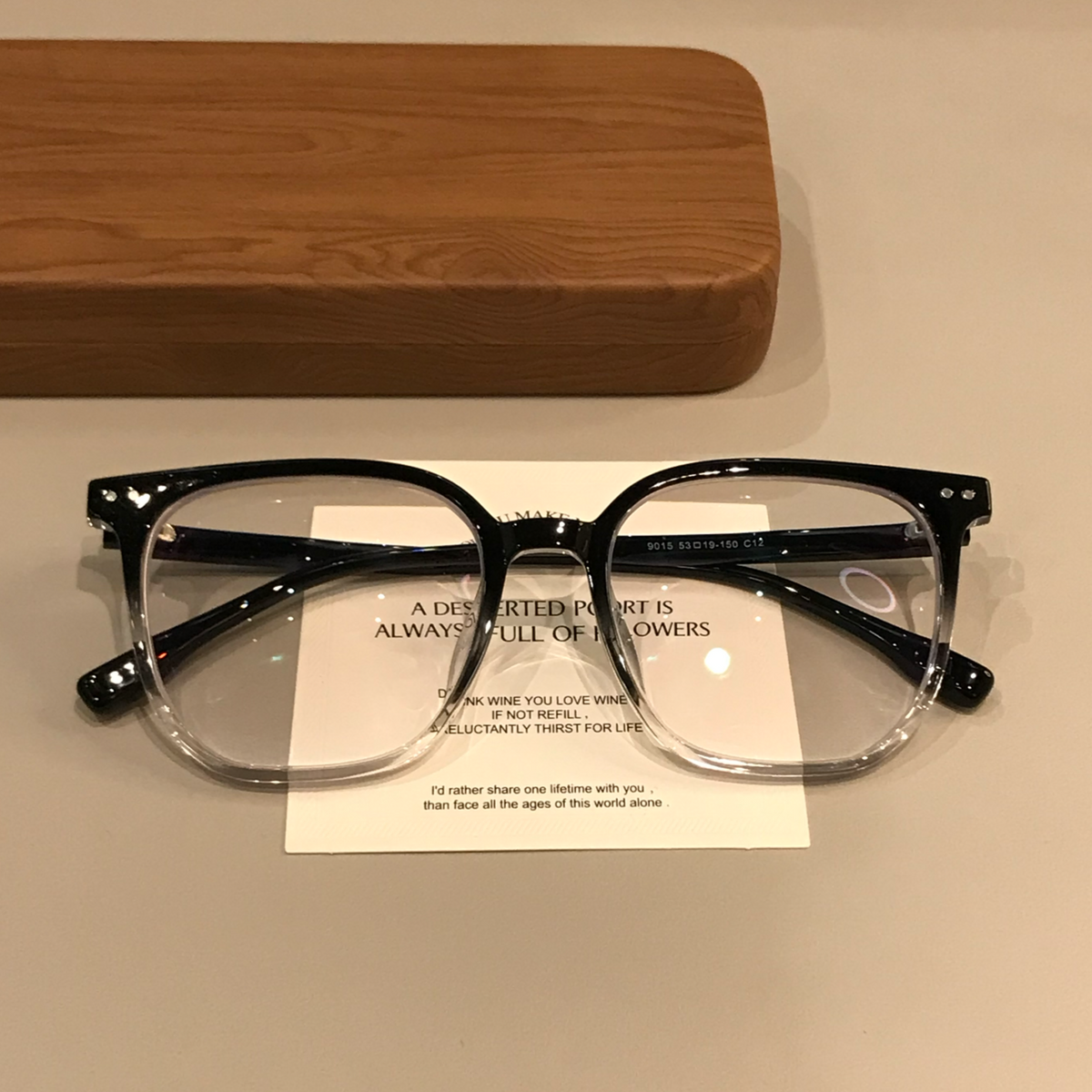 Men's Oversized Square Eyeglass Frames with a Gradient Finish, Black
