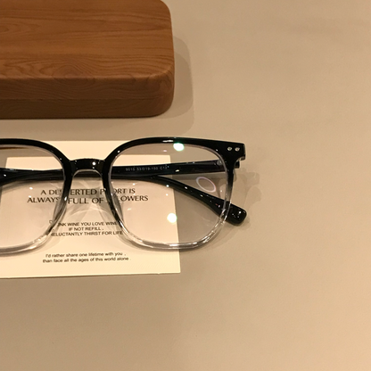 Men's Oversized Square Eyeglass Frames with a Gradient Finish, Black front view