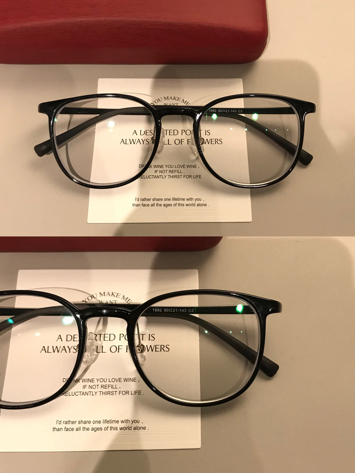 Square Eyeglass Frames with Thin Rims and a Curved Bridge, Black front view