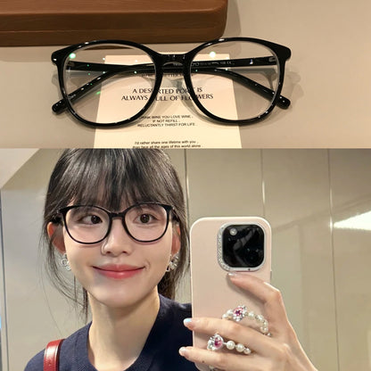 Rounded Square Eyeglass Frames with Slim Temples and Corner Accents, F front view