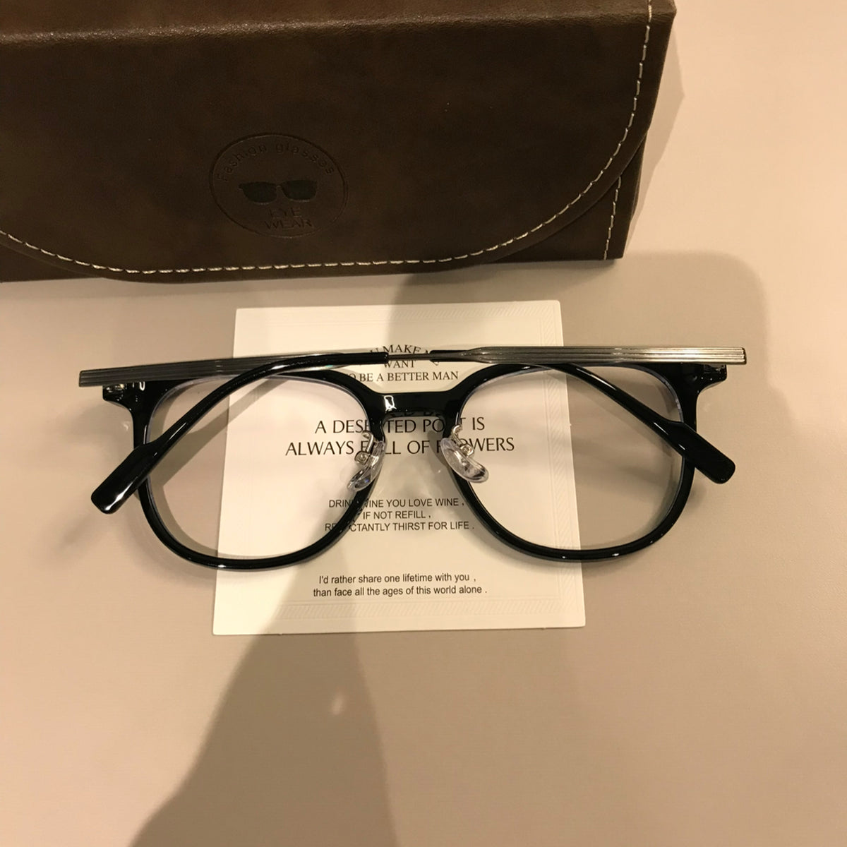 Rounded Square Eyeglass Frames with Corner Accents, Latte Brown or Bla additional product view