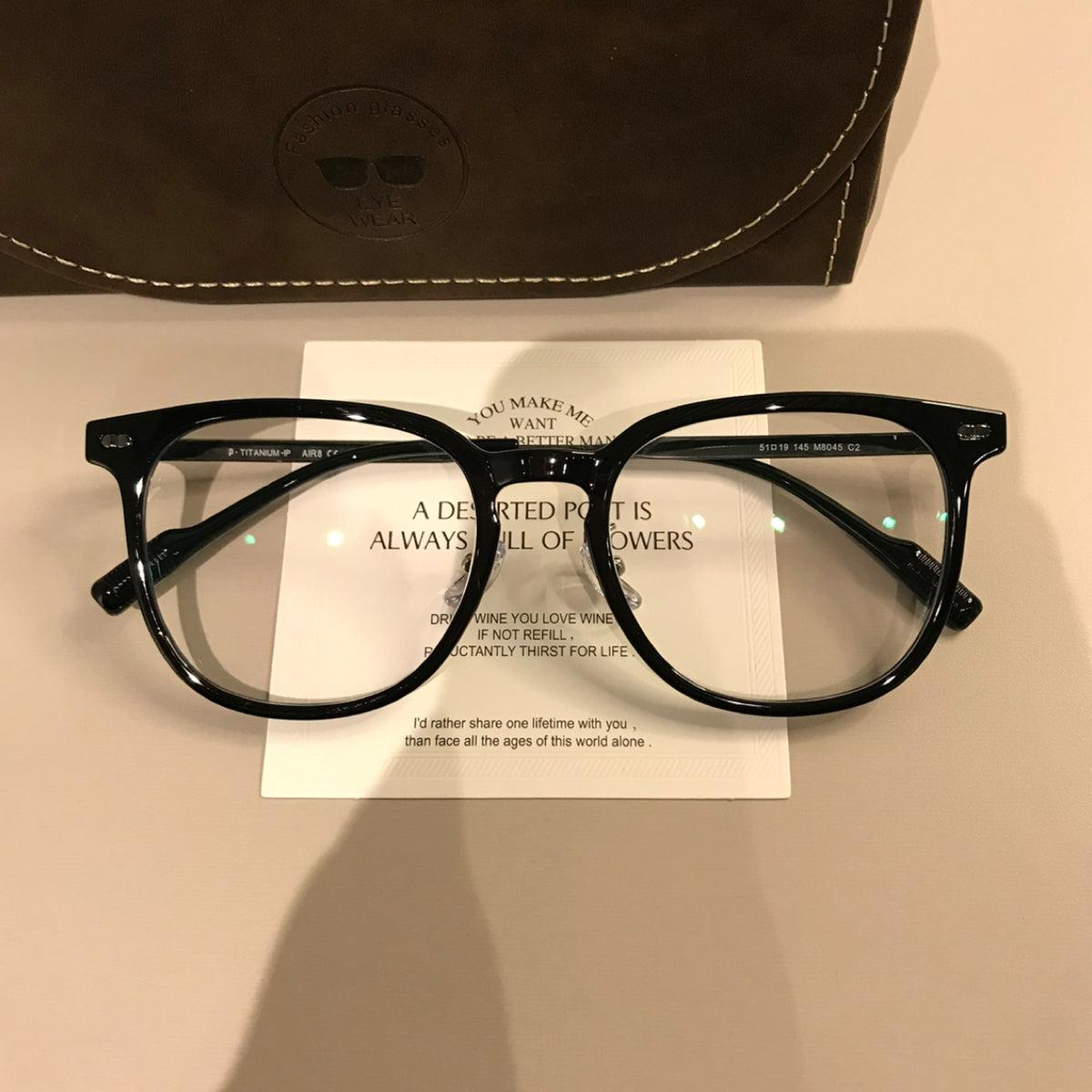 Rounded Square Eyeglass Frames with Corner Accents, Latte Brown or Bla - Black