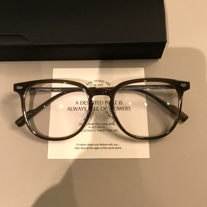 Rounded Square Eyeglass Frames with Corner Accents, Latte Brown or Bla frame detail