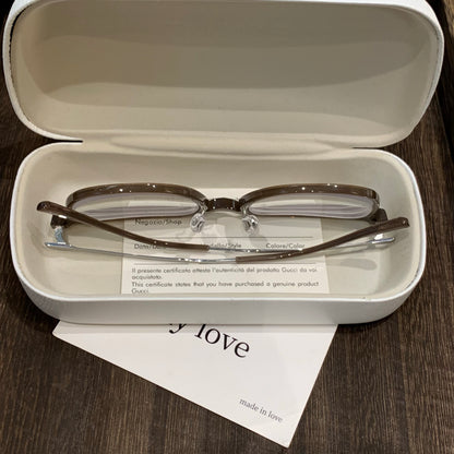 Rounded Square Eyeglass Frames with Corner Accents, Latte Brown or Bla additional product view