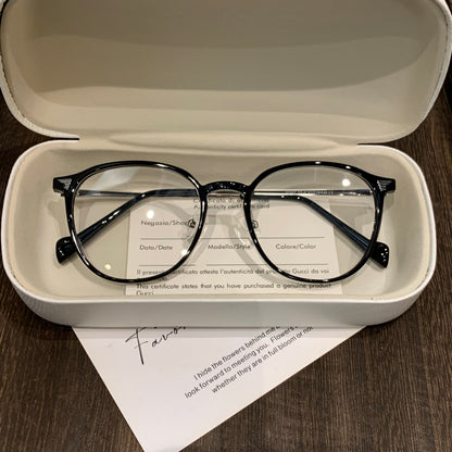 Round Eyeglass Frames with Slender Rims and Temples, Tortoiseshell, Bl temple detail