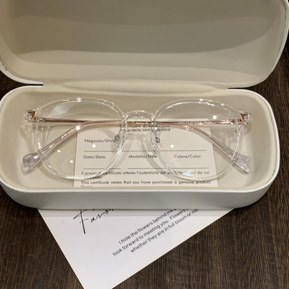Round Eyeglass Frames with Slender Rims and Temples, Tortoiseshell, Bl additional product view