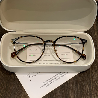 Round Eyeglass Frames with Slender Rims and Temples, Tortoiseshell, Bl