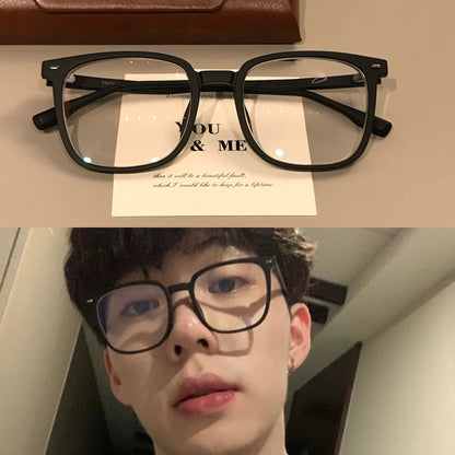 Geometric Square Eyeglass Frames with Angled Corners, Black Finishes o side view