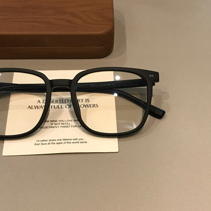 Geometric Square Eyeglass Frames with Angled Corners, Black Finishes o frame detail